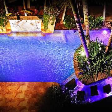 Lagoon/Freeform Tropical Pool With Rock Steps in Palm Beach County Florida