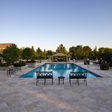 Lake Forest, IL Swimming Pool and Raised Hot Tub with Laminar Fountains