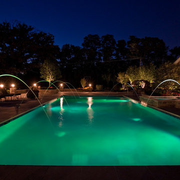 Lake Forest, IL Swimming Pool and Raised Hot Tub with Laminar Fountains