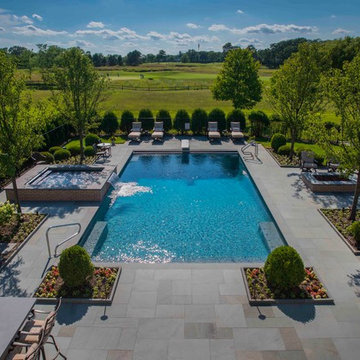 Lake Forest, IL Swimming Pool With Full Steps and Raised Spa With Sheer Descent