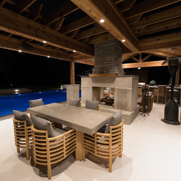 Large Contemporary Pool & Spacious Cabana with Fireplace