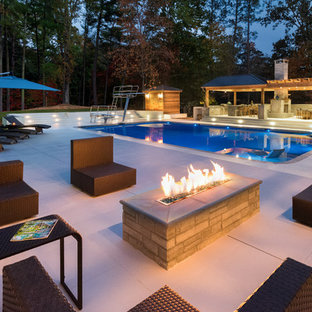 Large Contemporary Pool & Spacious Cabana with Fireplace