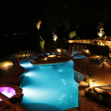 Lazy River Pool and Island Fire Pit