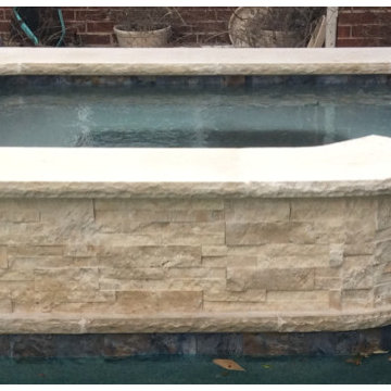 Limestone Coping, New Back Retaining Wall, Waterline Tile, Pool Resurface