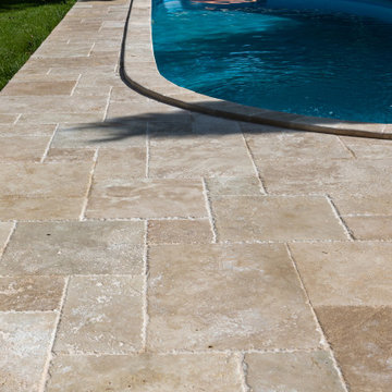 Lovely pool decoration project with Classic Travertine