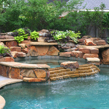 Lush Backyard Landscape with Pool