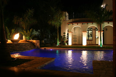 Luxurious Pool with Fire and Water Feature