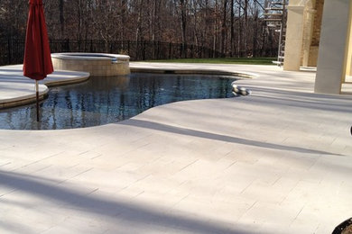 Diseño de piscina actual en patio trasero