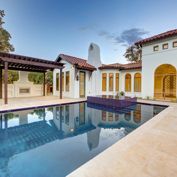 Mediterranean Style Estate Pool (Huntington)