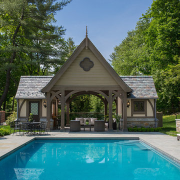 Mid-Country Tudor Pool House