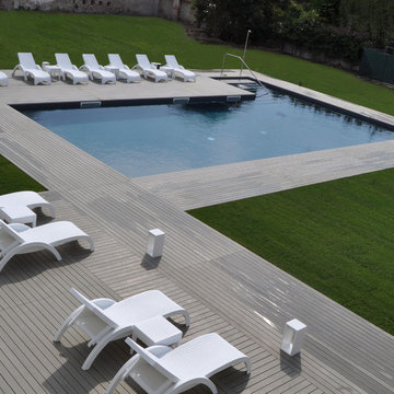 Modern brown pool deck