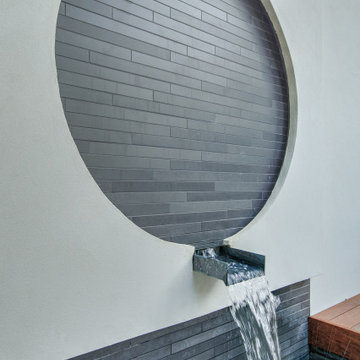 Modern Custom Pool Fountain with Porcelain Tile