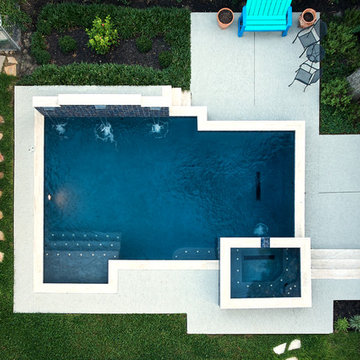 Modern Geometric Pool With Spa