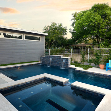 Modern Geometric Pool With Spa