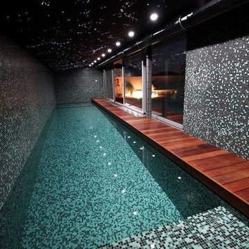 Modern indoor pool with mosaic mix