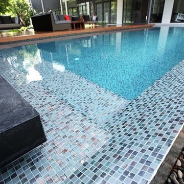 Modern light colored swimming pool
