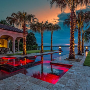 Modern/Mediterranean Infinity Pool and Traditional Pavillion w/ Bay View