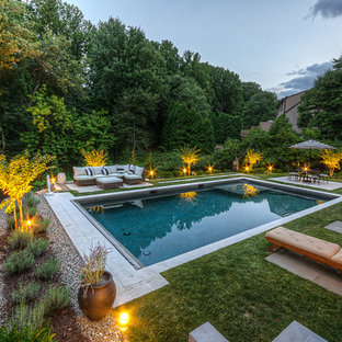 Asian backyard rectangular pool photo in Wilmington