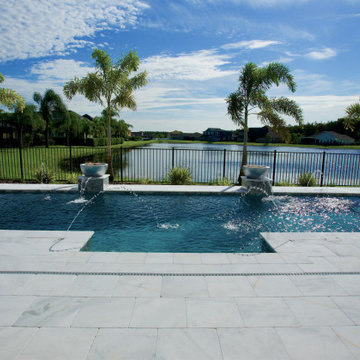 Modern Pool and Deck with Lake View in Saint Cloud, Florida