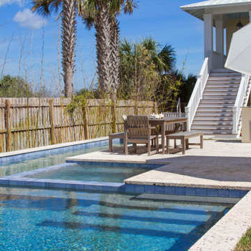 Modern Pool with Lap Lane and Spa