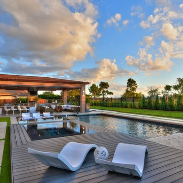 Modern Swimming Pool with Travertine