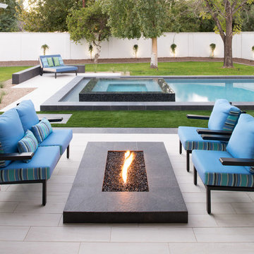 Modern Transitional Lap Pool and Glass Tile Spa - Scottsdale, Arcadia