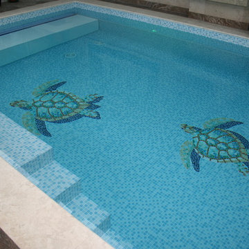 Mosaic installation in private spa