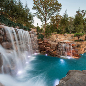Mountain Mine-Themed Pool With Waterfalls, Slide and More