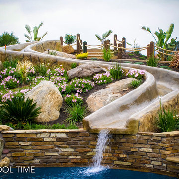 Multi Tiered Water Feature with Slide