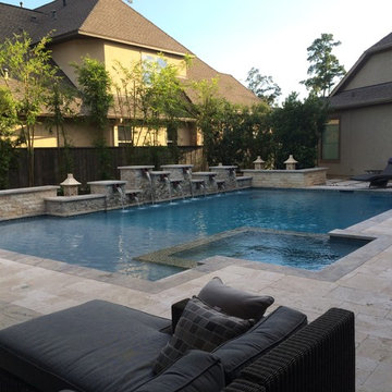 Multiple Fountains on Geometric Pool in The Woodlands