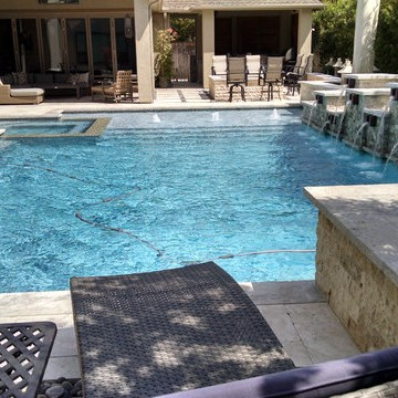 Multiple Fountains on Geometric Pool in The Woodlands