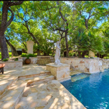 Natural Stone Geometric Pool with Grotto