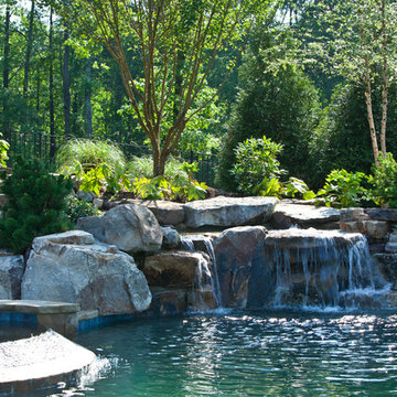 Negative Edge Pool with Waterfall & Natural Spa