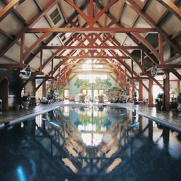 New England Estate Indoor Pool and Timber Trusses