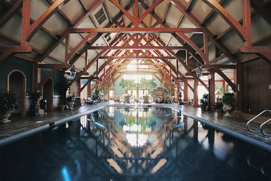 Inspiration for a rustic pool remodel in Boston
