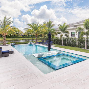 New Infinity Edge Swimming Pool & Spa With Custom Water Bowls