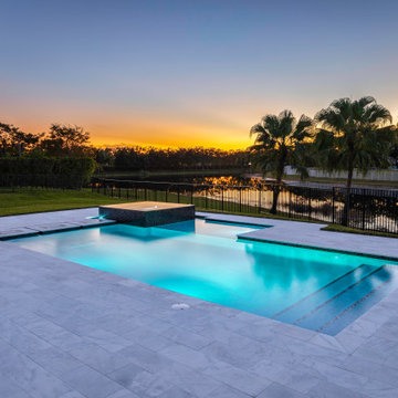 New Pool & Spa with Custom Stepping Stones in Weston