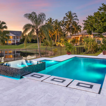 New Pool & Spa with Custom Stepping Stones in Weston