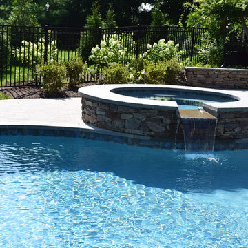 New Pool, Fireplace, retaining walls, Deck plantings