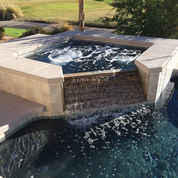 New Pool/Spa in Rancho Mirage with Acrylic Textured Decking