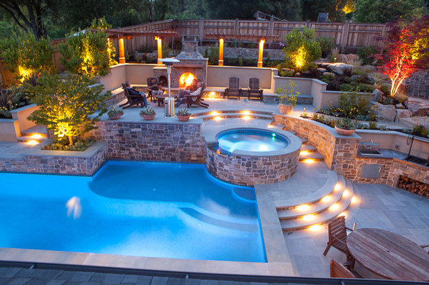 Transitional Swimming Pool & Hot Tub by CK Landscape