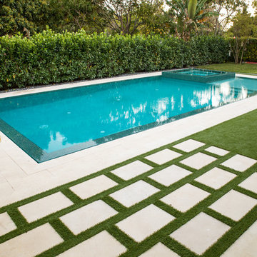 New Straightline Pool with Custom Spa and Custom Landscaping in Miami, Florida