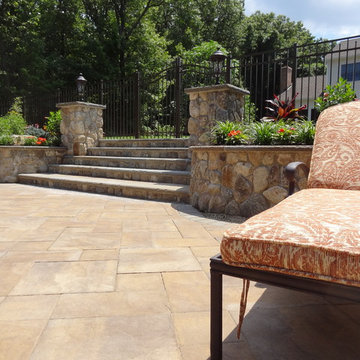 New York Tropical Outdoor Entertaining Space with Natural Stone