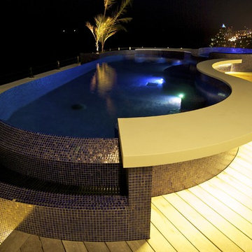 Night Shot of a Rooftop Pool & Spa, Miami