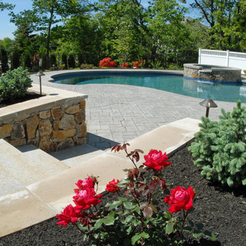 North Andover Patio and Spa Pool with Waterfall