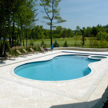 North Barrington, IL Freeform Pool and Spa with Picture Frame Automatic Cover