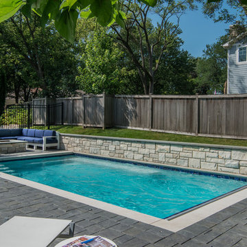 Northbrook, IL Compact Pool with Cover, Fire Pit and Swim Resistance Machine