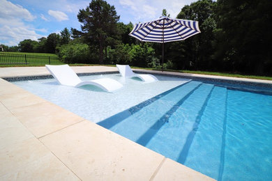 Inspiration for a contemporary backyard pool remodel in Charlotte