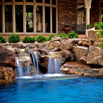 Oklahoma Pool On A Golf Course Has Nature Inspired Waterfeatures