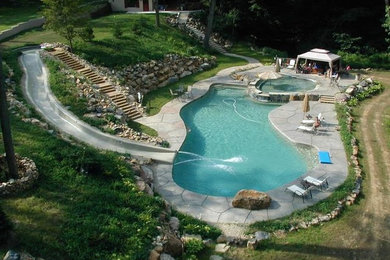 Pool - large backyard pool idea in Philadelphia